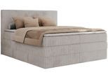 BOXSPRINGBETT TILIANO KING - 180/200 - Hellgrau Cord - H4