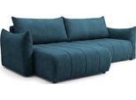 ECKSOFA Liv mit Schlaffunktion & Bettkasten in Cordstoff Marineblau, Universell 260/154/86 cm