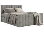 BOXSPRINGBETT ALVER DUO 160/200 - Hellgrau Velvet - H4