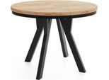 ESSTISCH Strato Black runder ausziehbarer, Eiche Craft braun 80-160/80/77 cm