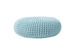 STRICK-POUF pastellblau, Bodenkissen rund 70/70/23 cm