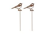GARTENSTECKER Metall – Rostoptik Gartenfigur Kohlmeise 2er-Set