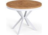 ESSTISCH Cloud runder ausziehbarer, Lancelot Eiche 90-170/90/76 cm
