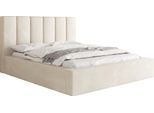 POLSTERBETT Amira mit Bettkasten, Creme Samt 200x200 cm