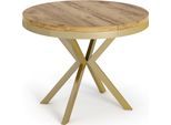 ESSTISCH Dina runder ausziehbarer, Craft Eiche 120-200/100/76 cm
