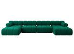WOHNLANDSCHAFT modulares Sofa Tesso-U2 - 380x160x70 cm Dunkelgrün Velours
