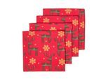 WEIHNACHTSSERVIETTEN Rentier, 4er-Set rote Stoffservietten 45/45 cm