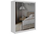 SCHWEBETÜRENSCHRANK mit Schubladen 180 - DUBROWNIK - Weiß mit Spiegel
