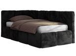 JUGENDBETT ARVO 90/200 - Schwarz Plüsch - Pocket-Matratze - Links Seite