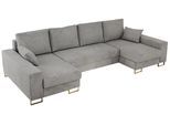 WOHNLANDSCHAFT DORIAN U Velvet Hellgrau