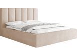 POLSTERBETT Amira mit Bettkasten, Beige Samt 160x200 cm