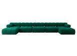 WOHNLANDSCHAFT modulares Sofa Tesso-U3 - 475x160x70 cm Dunkelgrün Velours