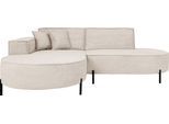 ECKSOFA Hana Loft 3-Sitzer Ecke Links, Cordstoff Chenille, Creme 241/80/168 cm