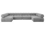 WOHNLANDSCHAFT modulares Sofa Garvo-U2 - 380x190x70 cm Hellgrau Velours