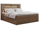 BOXBETT GOLD-5 LED 160/200 Braun Kunstleder - H3
