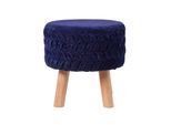 SAMT-HOCKER Lyla, blau plissiert, 40/40/41 cm