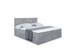 BOXBETT mit Matratze H4 und Lattenrost - MOETI - 160x200 cm - H4 - Grau
