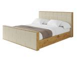 POLSTERBETT mit Bettkasten, Fußteil und Lattenrost, Boxbett mit Matratze H3/H4 - ENZO8-Z 180x200 Beige