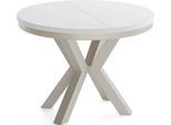 ESSTISCH Clara Grau-Beige runder ausziehbarer, Weiß 100-180/100/76 cm