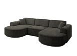 WOHNLANDSCHAFT MARI-U1-v3 - 303x171x83 cm Schwarz Velours