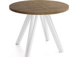 ESSTISCH Ravero runder ausziehbarer, Eiche Braun Rustikal 100-140/100/77 cm