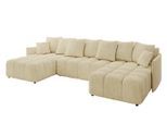 WOHNLANDSCHAFT LONLI-U 355x189x68 Beige Velours