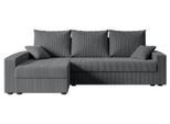 ECKSOFA mit Schlaffunktion und Bettkasten ALESIA-L 231x140x90 cm Grau Cord