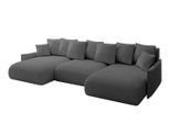 WOHNLANDSCHAFT mit Schlaffunktion und Bettkasten ONESK-U-v1 317x177x72 Grau Bouclé