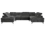 WOHNLANDSCHAFT PABLO U Cord Grau mit Topper T25