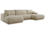 WOHNLANDSCHAFT RINA U Beige Schenille glatt