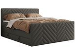 BOXSPRINGBETT PARIS KING DUO - 200/200 - Grau Kunstleder - H3