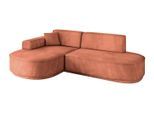 ECKSOFA Ottomane Links MARI-L1-v3 - 243x171x83 cm Koralle Velours