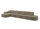 ECKSOFA Ottomane Links MARI-L3 - 413x171x79 cm Dunkelbraun Velours