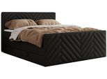 BOXSPRINGBETT PARIS KING DUO - 160/200 - Schwarz Kunstleder - H3
