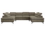 WOHNLANDSCHAFT PABLO U Strukture Grau mit Topper T25