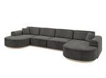 WOHNLANDSCHAFT MARI-U2-v1 - 388x171x83 cm Dunkelgrau Velours