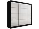 KLEIDERSCHRANK PEKA III mit LED - 250 cm - Schwarz|Weiß