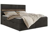 BOXSPRINGBETT ORVO 180/200 - Dunkelgrau Velvet - Topper T25 - H4