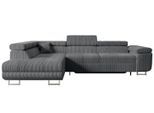 ECKSOFA mit Schlaffunktion und Bettkasten GUSA-L 272x202x107 cm Grau Cord