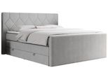 BOXSPRINGBETT KING EIGAR 180/200 Hellgrau Struktur - H4