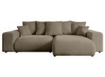 ECKSOFA Ottomane rechts ESKAR-L 266x176x84 Braun Velours