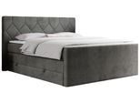 BOXSPRINGBETT KING EIGAR 200/200 Dunkelgrau Velvet - H4