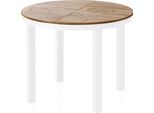 ESSTISCH Rowan Weiß runder ausziehbarer, Craft Eiche 100-176/100/76 cm