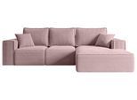 ECKSOFA mit Schlaffunktion und Bettkasten SERRA-L-S - 266x161x87 cm Rosa Cord