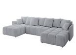 WOHNLANDSCHAFT LONLI-U 355x189x68 Hellgrau Velours
