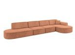 ECKSOFA Ottomane Rechts MARI-L3 - 413x171x79 cm Orange Velours