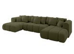 WOHNLANDSCHAFT CLOUD-U-v1 405x185x90 Grün Bouclé