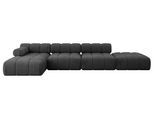 ECKSOFA modulares Sofa Lizur-L2 - 380x160x70 cm Schwarz Velours