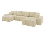 WOHNLANDSCHAFT ENIL-U 401x189x68 Beige Velours