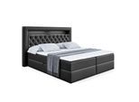 BOXBETT LED mit H3-Matratze und Lattenrost - NOEL GOLD - 160x200 Schwarz Hochglanz